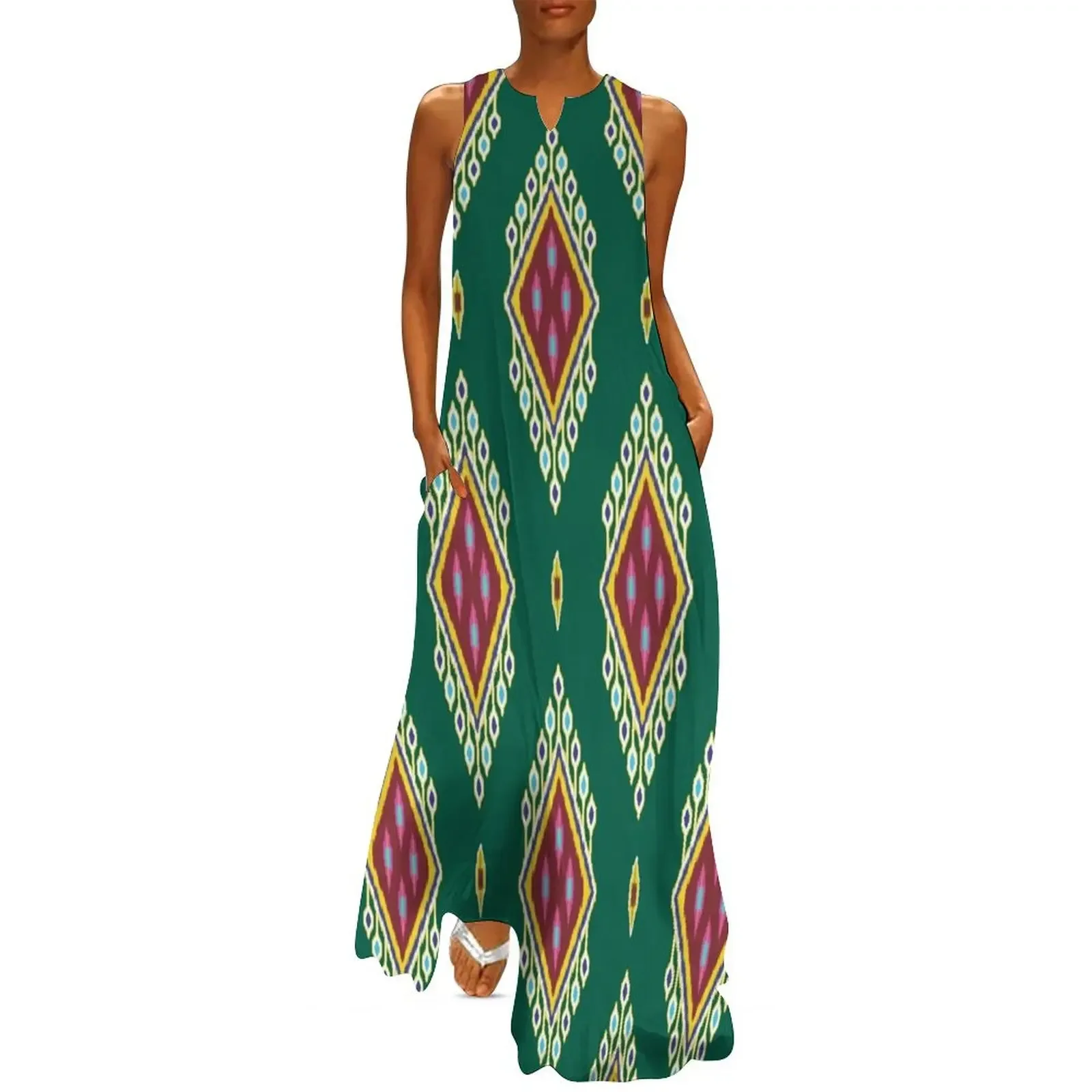 Ikat in green, red and white. Long Dress women clothing 2025 new arrivals party dresses woman Dress
Ikat in green, red and white. Long Dress women clothing 2025 new arrivals party dresses woman Dress