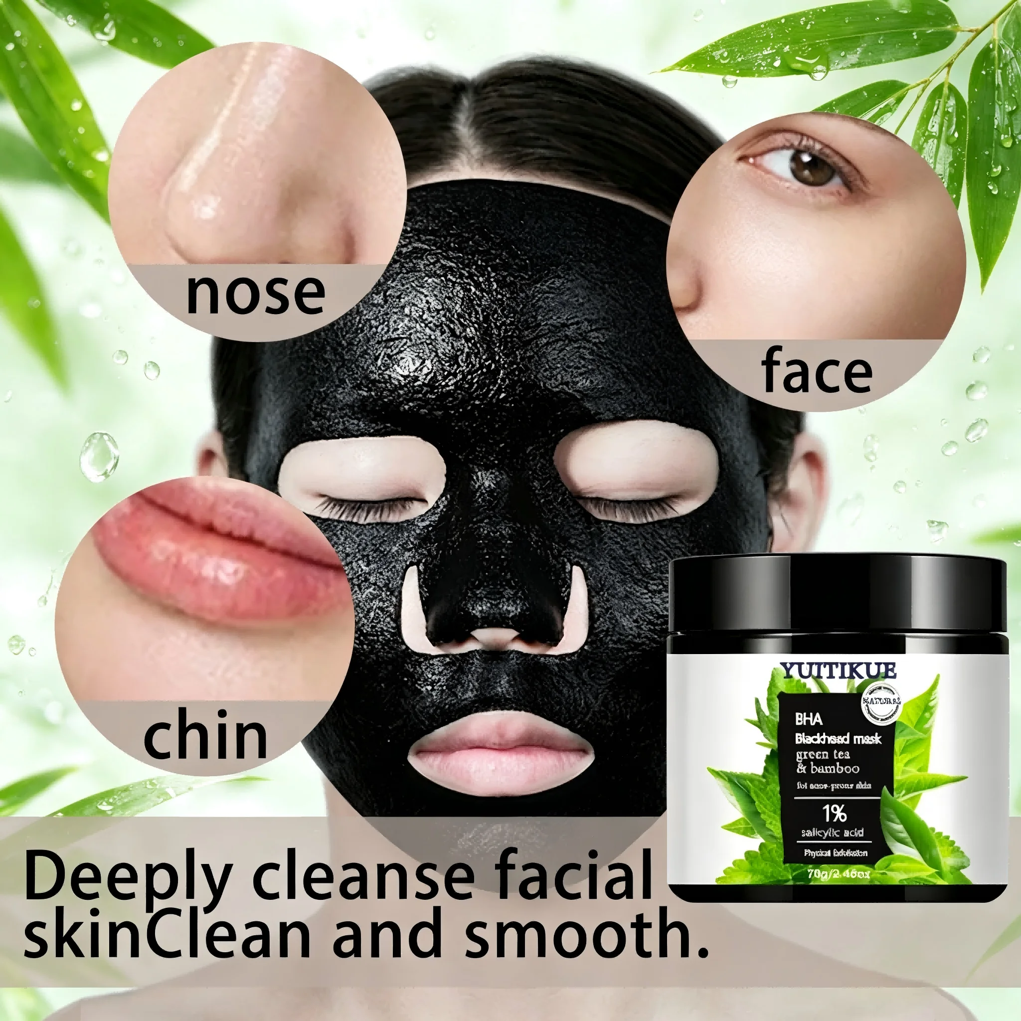YUITIKUE BHA Blackhead Mask 1% Salicylic Acid Green Tea Bamboo Exfoliating Clay Mask For Acne Prone Skin 70g
YUITIKUE BHA Blackhead Mask 1% Salicylic Acid Green Tea Bamboo Exfoliating Clay Mask For Acne Prone Skin 70g