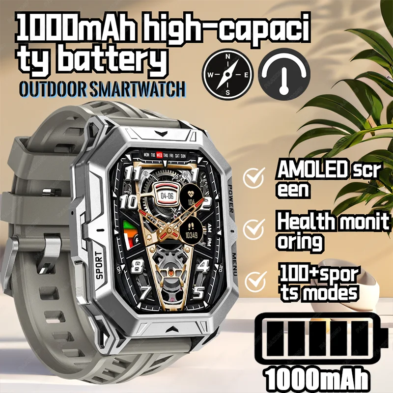 New 1000mAh Large Capacity Battery Smart Watch Compass Pressure Health Monitoring Outdoor Sports Waterproof Smart Watch for Men
New 1000mAh Large Capacity Battery Smart Watch Compass Pressure Health Monitoring Outdoor Sports Waterproof Smart Watch for Men