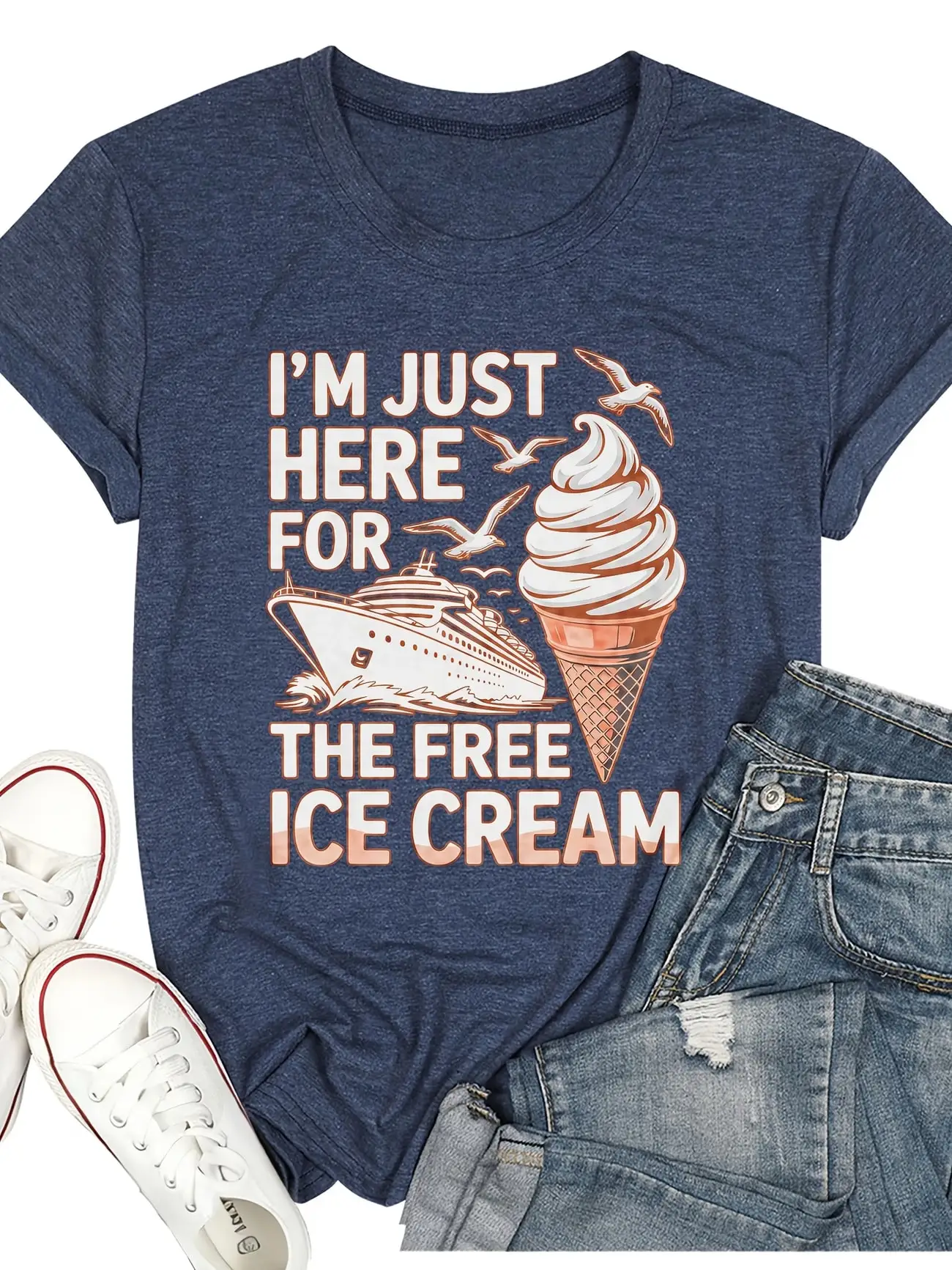Plus Size Women's Short Sleeve T-Shirt I'm Just Here For The Free Ice Cream breathable fabric summer outfits women's clothing
Plus Size Women's Short Sleeve T-Shirt I'm Just Here For The Free Ice Cream breathable fabric summer outfits women's clothing