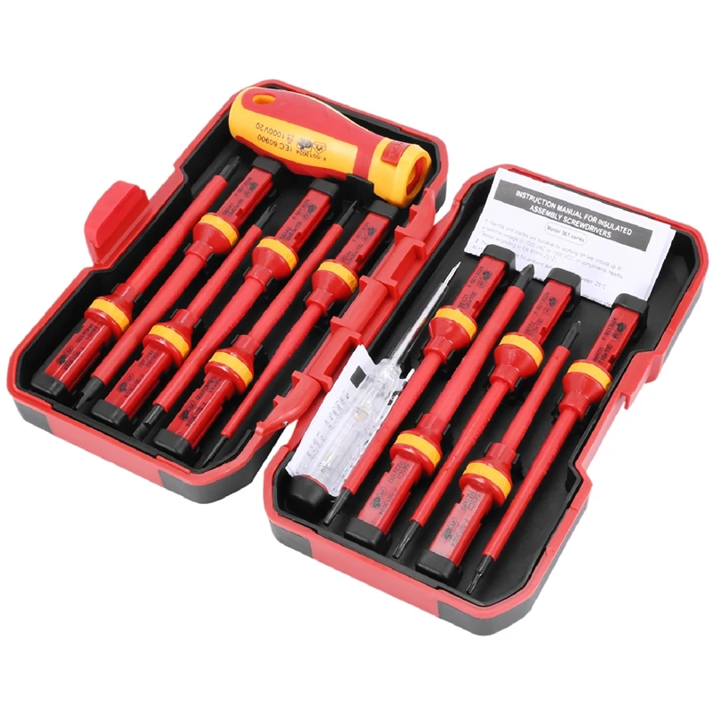13 Pcs VDE Insulated Screwdriver Set CR-V High Voltage 1000V Magnetic Phillips Slotted Torx Screwdriver Durable Hand Tools
13 Pcs VDE Insulated Screwdriver Set CR-V High Voltage 1000V Magnetic Phillips Slotted Torx Screwdriver Durable Hand Tools