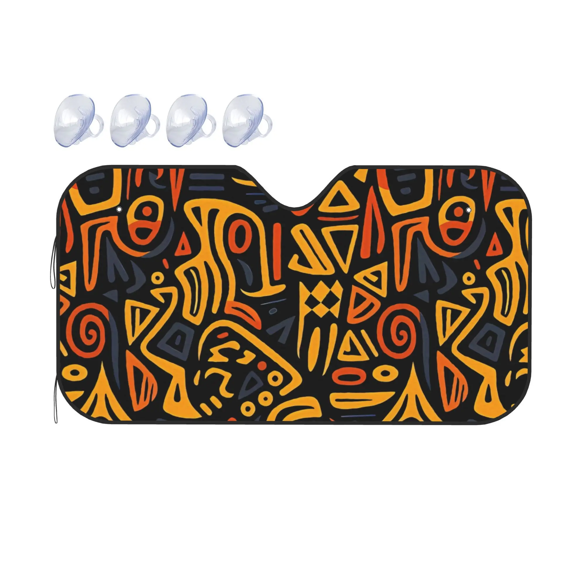 Солнцезащитный козырек для лобового стекла автомобиля с африканским узором в виде лабиринта, с оранжевыми, желтыми и синими элементами на черном фоне, для мини-автомобилей.
Солнцезащитный козырек для лобового стекла автомобиля с африканским узором в виде лабиринта, с оранжевыми, желтыми и синими элементами на черном фоне, для мини-автомобилей.