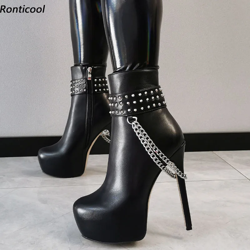 Ronticool Women Winter Platform Ankle Boots Side Zipper Stiletto Heels Round Toe Elegant Black Club Shoes Plus Size 45 47 52
Ronticool Women Winter Platform Ankle Boots Side Zipper Stiletto Heels Round Toe Elegant Black Club Shoes Plus Size 45 47 52