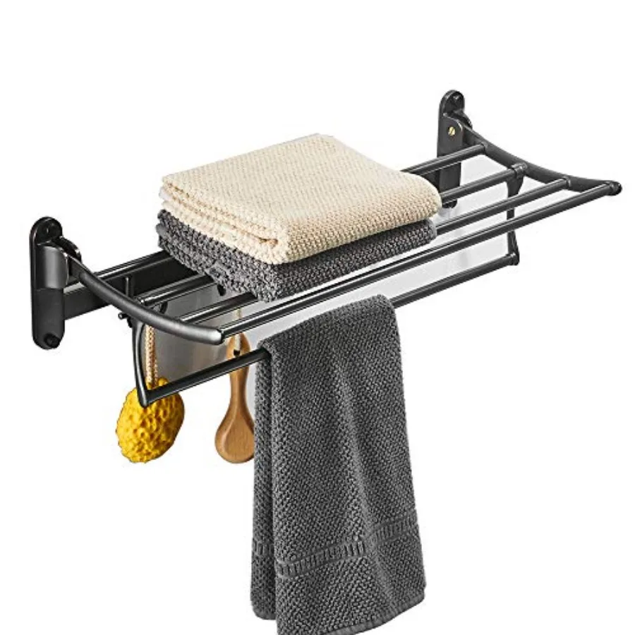 24 Inch Towel Racks, Bathroom Towel Shelf with Foldable Towel Bar Holder and Towel Hooks, Wall Mounted Multifunctional Bathroom
24 Inch Towel Racks, Bathroom Towel Shelf with Foldable Towel Bar Holder and Towel Hooks, Wall Mounted Multifunctional Bathroom