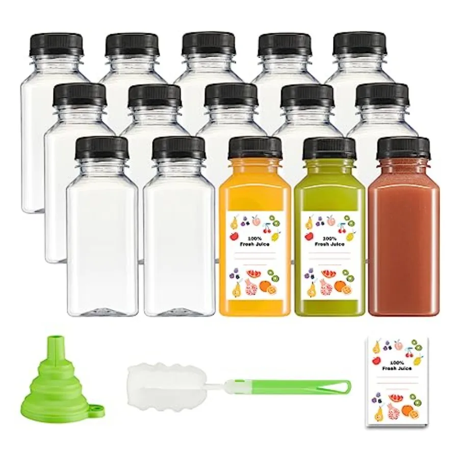 [8 oz. - 1 Count Reuable Platic Juice Bottle With Cap, Label, Br, and ilicone el - Clear platic Bottle with Cap, Juice Containe
[8 oz. - 1 Count Reuable Platic Juice Bottle With Cap, Label, Br, and ilicone el - Clear platic Bottle with Cap, Juice Containe
