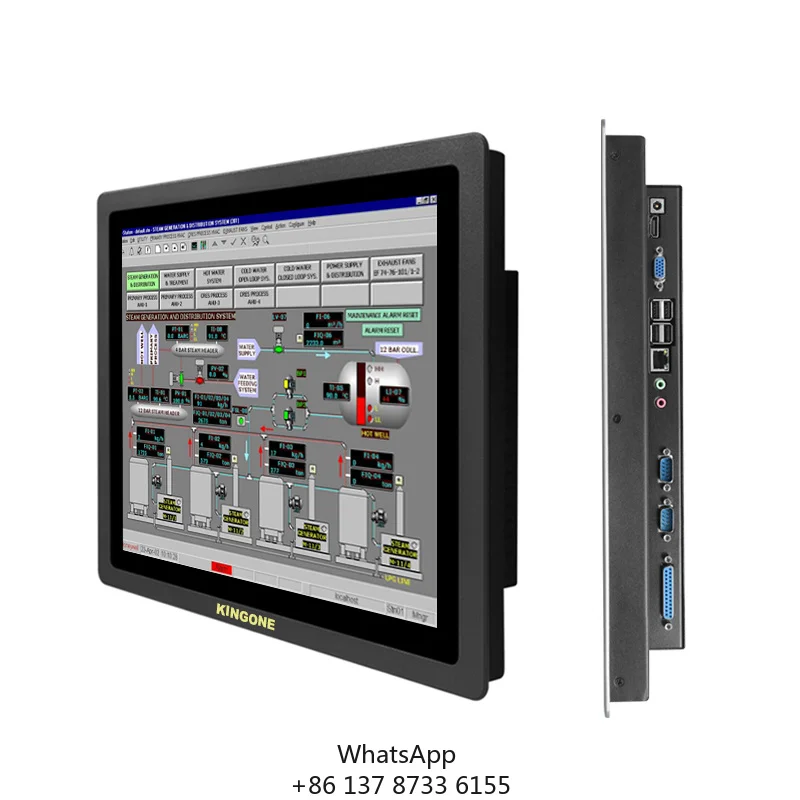 KINGONE 19 Inch Aluminum Rs232 Window10 Ip65 Waterproof All In One Pc Industrial Touch Screen Panel Pc For Vehicle