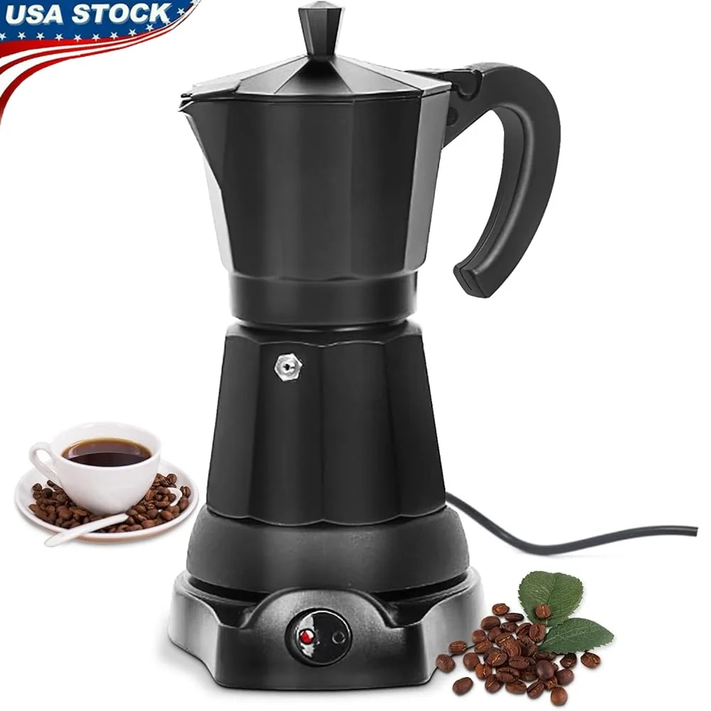 Electric Moka Pot 6 Cup Espresso Coffee Maker Portable Cafeteras Filter-Free Automatic Fast Brewing Coffee Machine with Scoop
Electric Moka Pot 6 Cup Espresso Coffee Maker Portable Cafeteras Filter-Free Automatic Fast Brewing Coffee Machine with Scoop