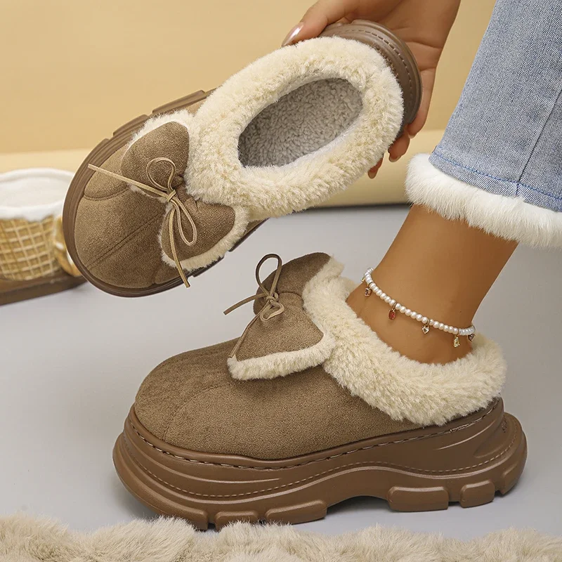 Lovely Bowknot Fluffy Platform Slippers Women Winter Non Slip Warm Cotton Slides Woman Outdoor Indoor Thick Sole Plush Slippers
Lovely Bowknot Fluffy Platform Slippers Women Winter Non Slip Warm Cotton Slides Woman Outdoor Indoor Thick Sole Plush Slippers