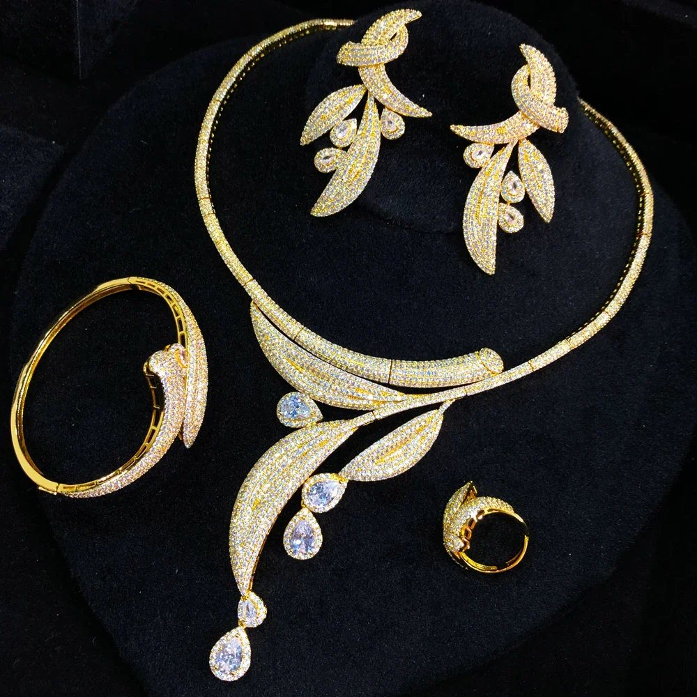 Kellybola Elegant Bridal 4PCS Wedding Jewelry Sets For Women Statement Necklace Earrings Bracelet Ring Accessorie Spring Summer
Kellybola Elegant Bridal 4PCS Wedding Jewelry Sets For Women Statement Necklace Earrings Bracelet Ring Accessorie Spring Summer