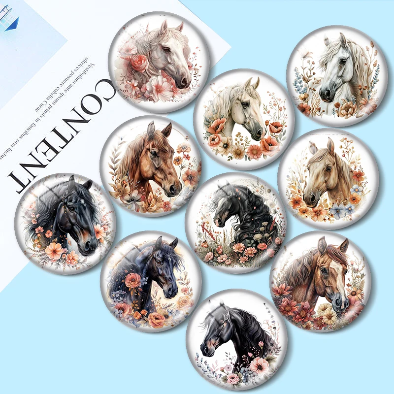Floral Horse Head Flowers 10pcsColoured drawing12mm/16mm/18mm/25mm Round Photo Glass Cabochon Demo Flat Back Making findings
Floral Horse Head Flowers 10pcsColoured drawing12mm/16mm/18mm/25mm Round Photo Glass Cabochon Demo Flat Back Making findings