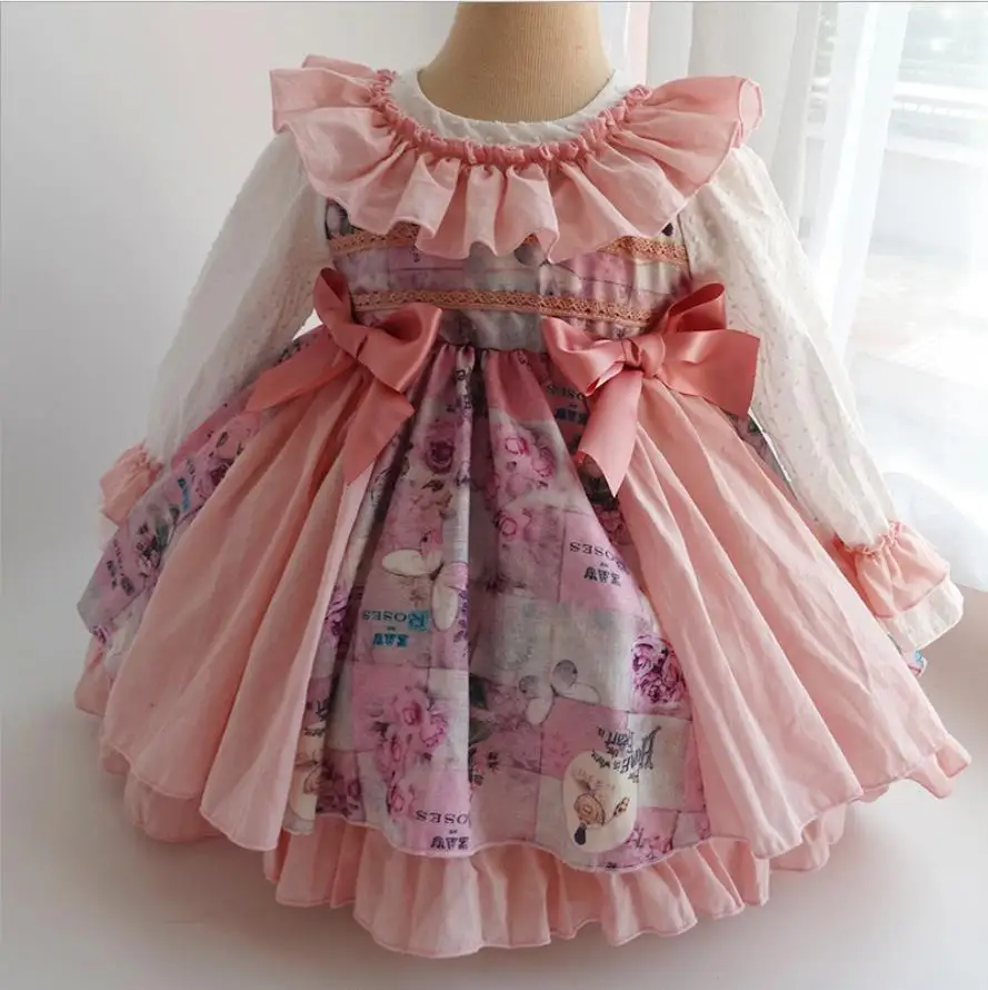 Baby Girl long sleeve Pink Floral Vintage Spanish Ball Gown Princess Dress for kids birthday Party
Baby Girl long sleeve Pink Floral Vintage Spanish Ball Gown Princess Dress for kids birthday Party