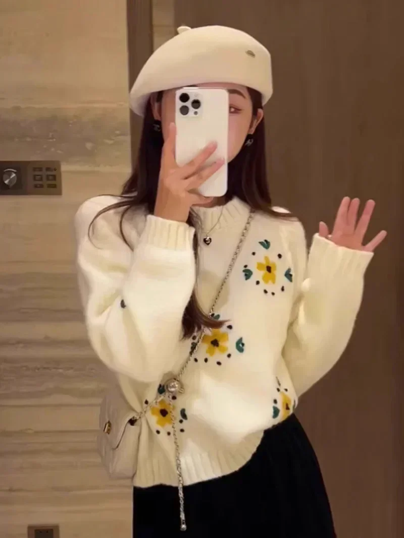 floral print pull Sweater Korean sweet knit pull loose knitted pullovers femme slouchy style Knitted Sweater Women winter tops
floral print pull Sweater Korean sweet knit pull loose knitted pullovers femme slouchy style Knitted Sweater Women winter tops