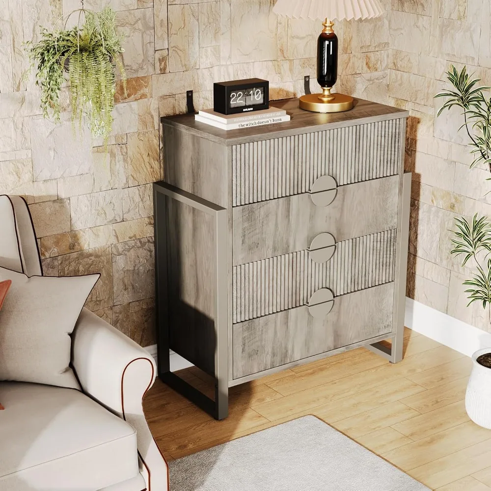 Modern Fluted Gray Dresser, 36 2 Inch Tall Chest, Four Deep Drawers With Raised H Legs
Modern Fluted Gray Dresser, 36 2 Inch Tall Chest, Four Deep Drawers With Raised H Legs