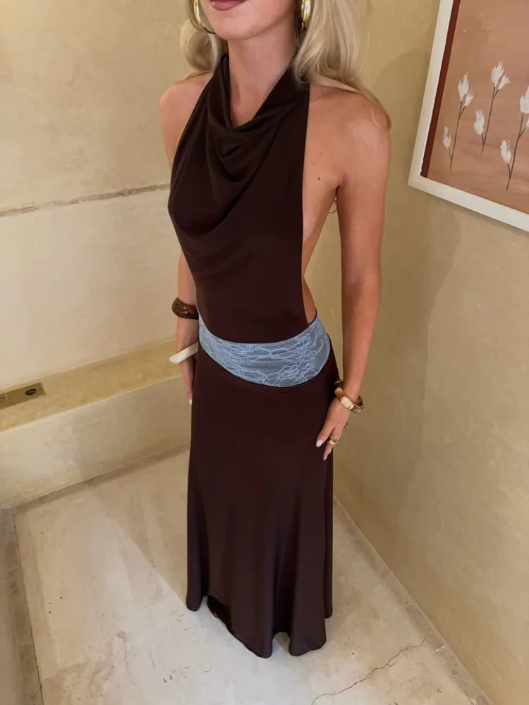 Women Sleeveless Sexy Pleated Backless Milk Silk Halter Dress Off Shoulder Patchwork Maxi Dresses 2026 Lady Evening Party Robes
Women Sleeveless Sexy Pleated Backless Milk Silk Halter Dress Off Shoulder Patchwork Maxi Dresses 2026 Lady Evening Party Robes