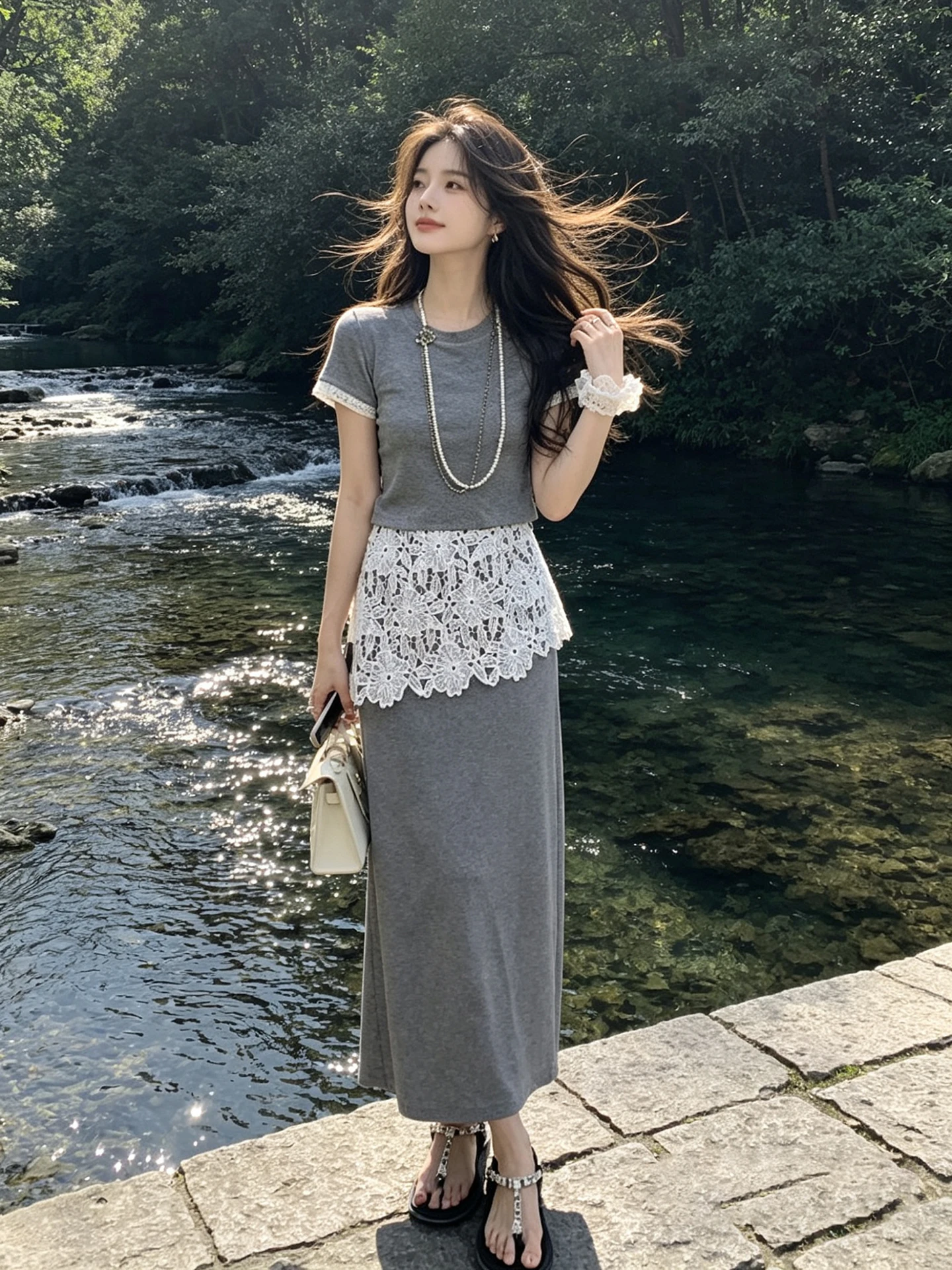 Elegant Grey Knitted Set Women's Summer Slimming Lace Half Skirt Two-Piece Suit High Waist Short Sleeve round Neck Pure Color
Elegant Grey Knitted Set Women's Summer Slimming Lace Half Skirt Two-Piece Suit High Waist Short Sleeve round Neck Pure Color