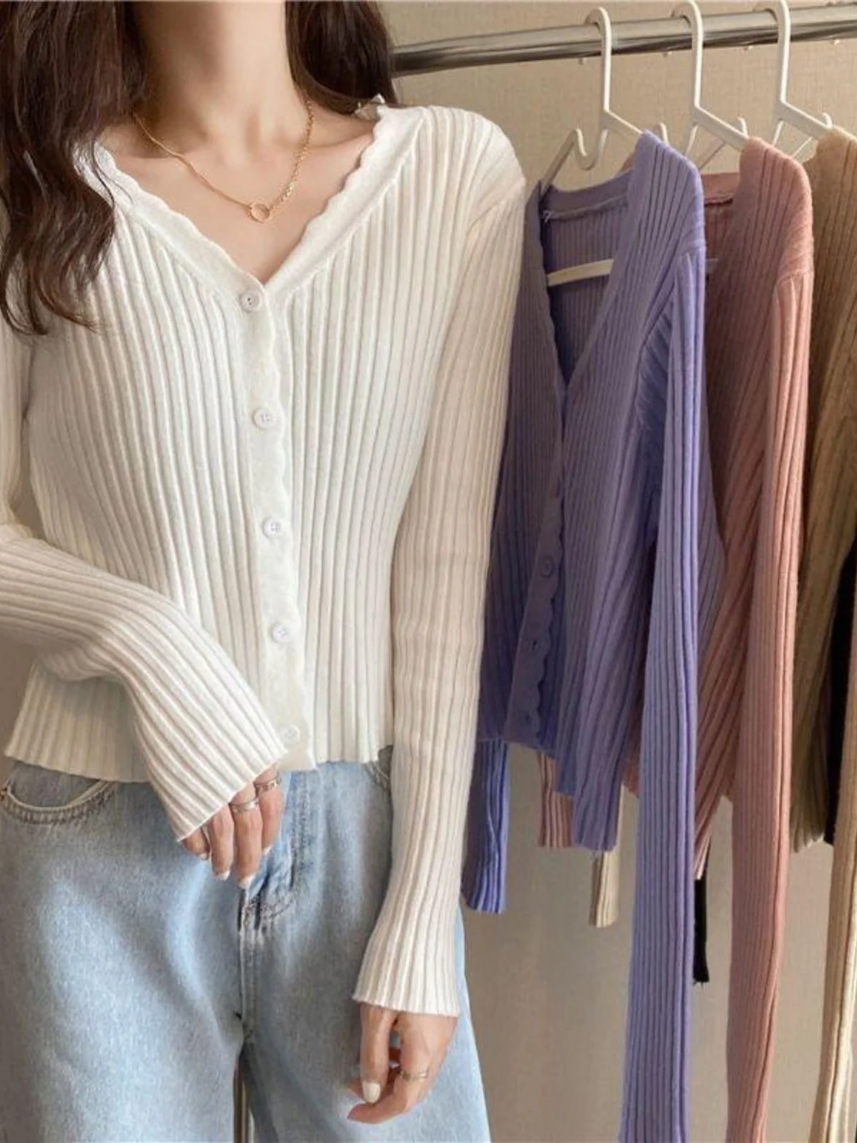 Soft Gentle Wind Thin Long Sleeve V-Neck Knitted Open Cardigan Women's Spring Autumn New Style Outerwear Lace Sweater Jacket ...
Soft Gentle Wind Thin Long Sleeve V-Neck Knitted Open Cardigan Women's Spring Autumn New Style Outerwear Lace Sweater Jacket ...