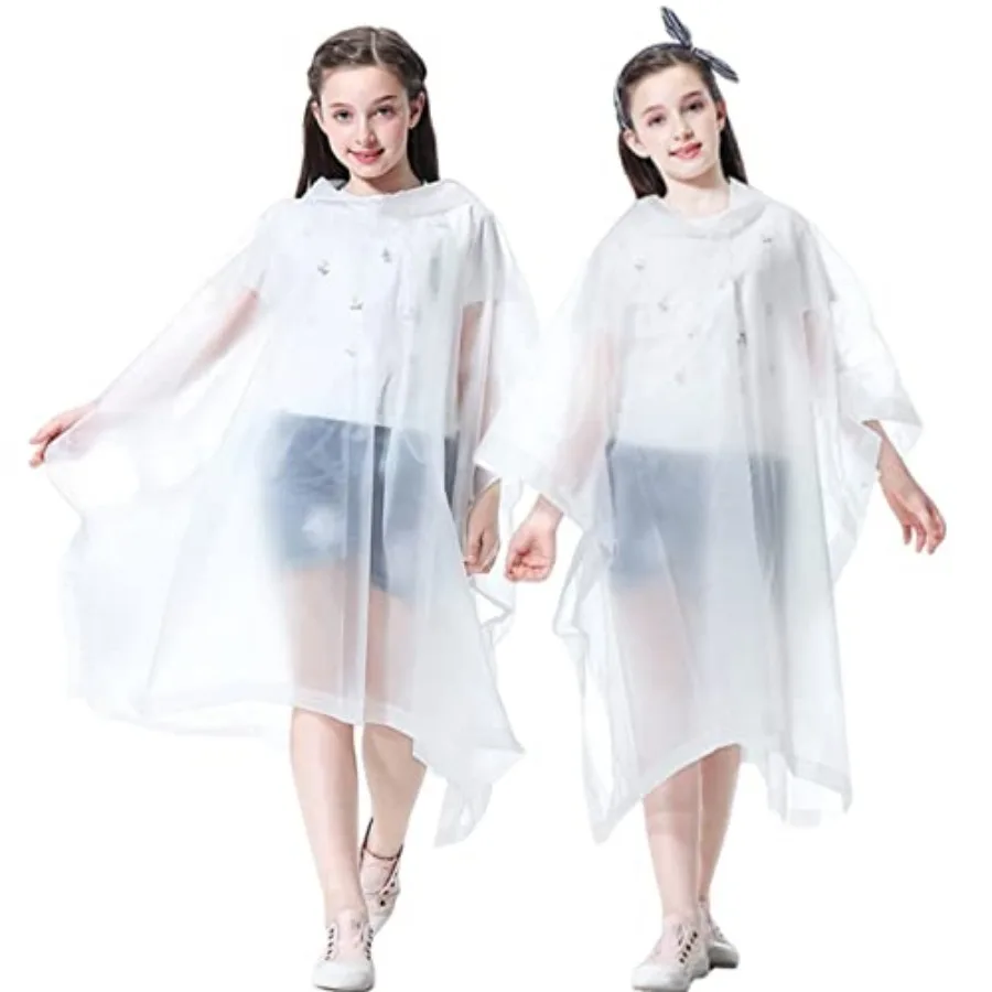 Rain Poncho for 2 Pack,Reusable EVA Raincoat Ponchos Rain Jacket with Hood for 6-14 Girls Boys
Rain Poncho for 2 Pack,Reusable EVA Raincoat Ponchos Rain Jacket with Hood for 6-14 Girls Boys