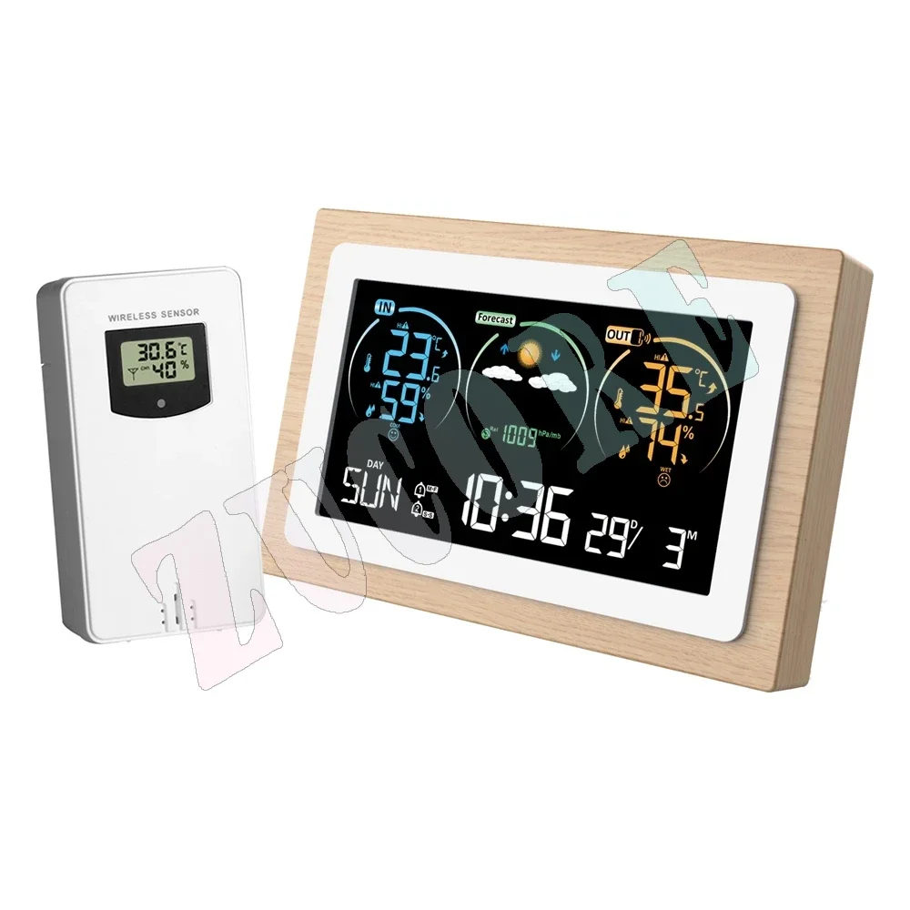 Цифровая цветная деревянная метеостанция VA, домашний монитор температуры и влажности, давления воздуха, настенные будильники, беспроводной датчик прогноза
Цифровая цветная деревянная метеостанция VA, домашний монитор температуры и влажности, давления воздуха, настенные будильники, беспроводной датчик прогноза