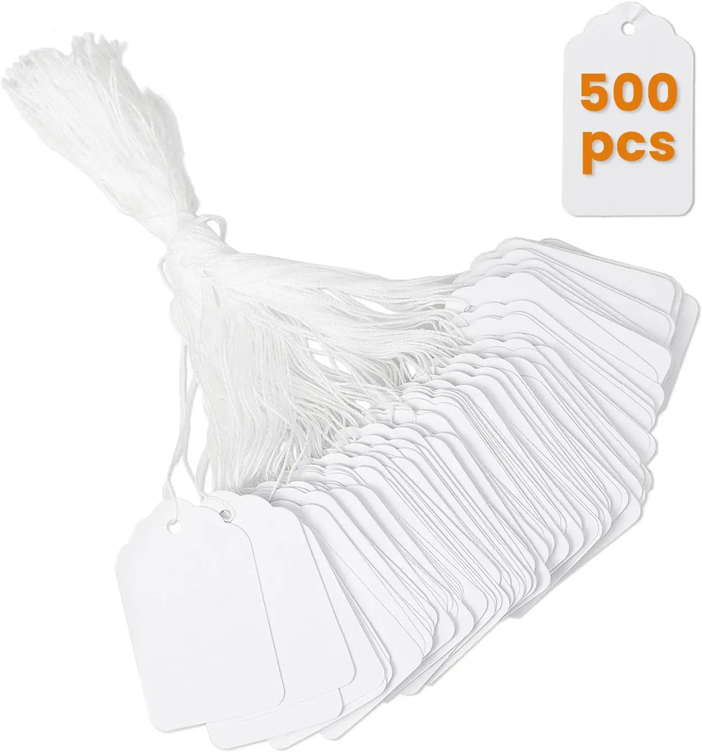 500 White Price Tags with String Attached 1.75x1.1 Inches Blank Labeling Tags for Gift Bags Hanging Clothing Jewelry Garage Yard
500 White Price Tags with String Attached 1.75x1.1 Inches Blank Labeling Tags for Gift Bags Hanging Clothing Jewelry Garage Yard