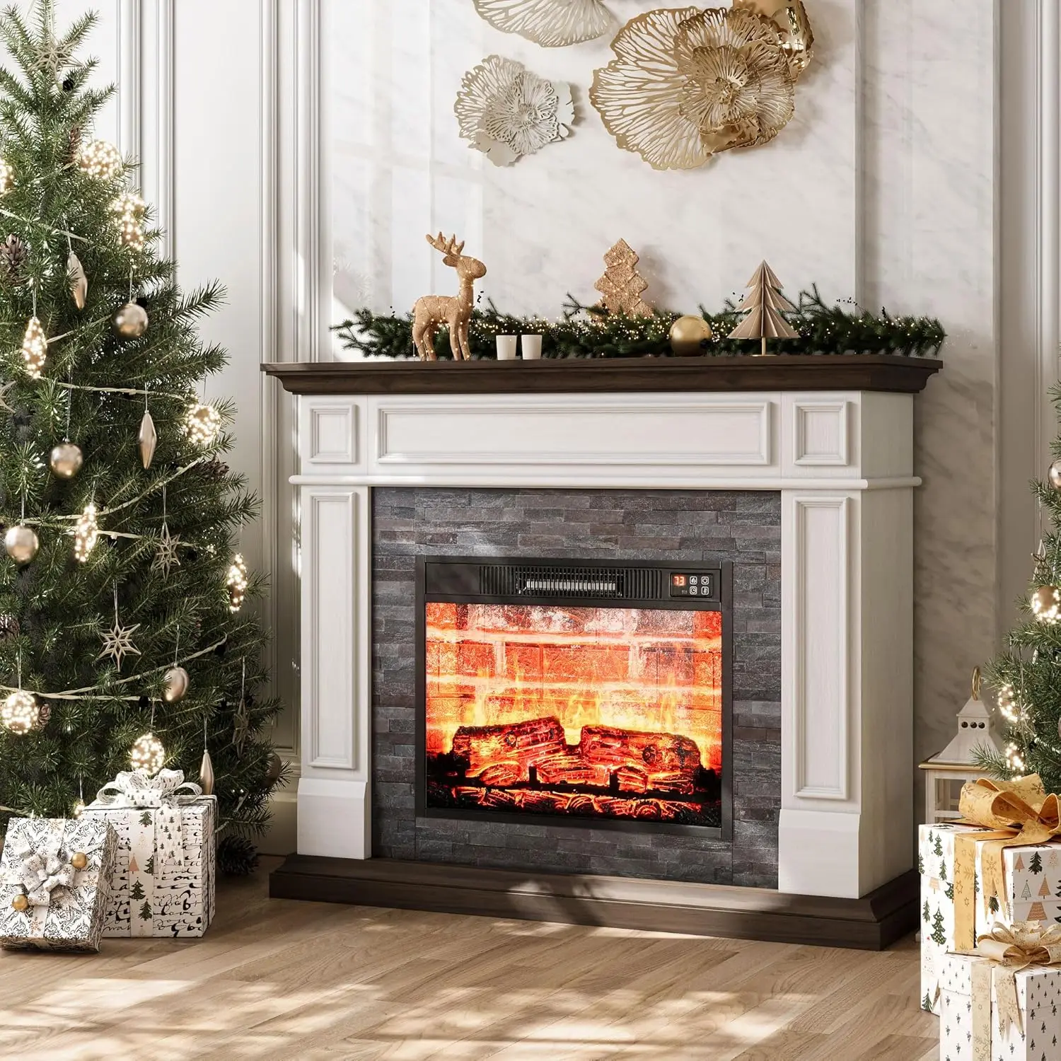 LGHM 44" Electric Fireplace with Mantel, Portable Freestanding Wood Stove Heater, Realistic 3D Dancing Flame Effect and Stacked
LGHM 44" Electric Fireplace with Mantel, Portable Freestanding Wood Stove Heater, Realistic 3D Dancing Flame Effect and Stacked
