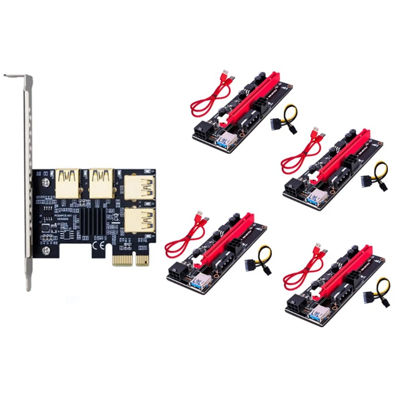 PCIE 1X к 4 Pci-Express адаптер + Райзер-карта VER009S USB3.0 к PCI-E 1X к 16X видеокарта Удлинительный кабель для майнинга
PCIE 1X к 4 Pci-Express адаптер + Райзер-карта VER009S USB3.0 к PCI-E 1X к 16X видеокарта Удлинительный кабель для майнинга