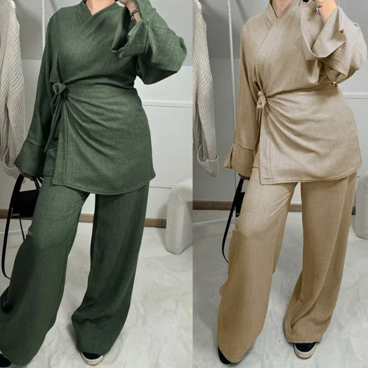 Turkish Stylish Tie Top Set Boho Linen Wide Pants Co Ord Casual Vacay Beach Matching Set High Waist Flowy Long Pants Outfit
Turkish Stylish Tie Top Set Boho Linen Wide Pants Co Ord Casual Vacay Beach Matching Set High Waist Flowy Long Pants Outfit