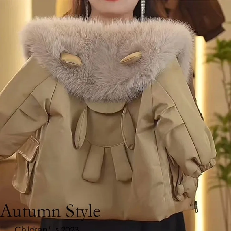 Girls' Winter Clothing with Velvet Coat Korean Edition Western Style Children's Wool Collar Hooded Cotton Jacket Parka
Girls' Winter Clothing with Velvet Coat Korean Edition Western Style Children's Wool Collar Hooded Cotton Jacket Parka