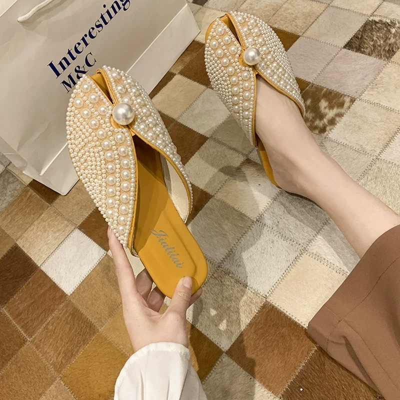 Fashion Flat Pearl Mules Slides Luxury Designer Sandals Women's Shoes Round Head 2025 Slippers Outdoor Spring Summer 40
Fashion Flat Pearl Mules Slides Luxury Designer Sandals Women's Shoes Round Head 2025 Slippers Outdoor Spring Summer 40
