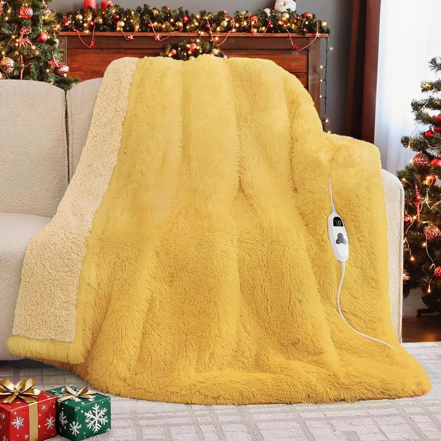 Faux Fur Heated Electric Blanket with Sherpa Lining, 10 Heat & 5 Timer Settings, Fast Warming, 50x60 Inches in Beige
Faux Fur Heated Electric Blanket with Sherpa Lining, 10 Heat & 5 Timer Settings, Fast Warming, 50x60 Inches in Beige