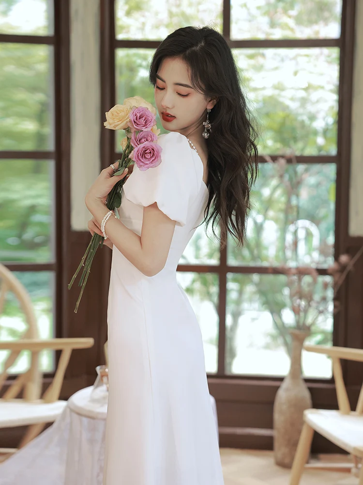 Ele White Evening Dr for Women Korean Sle A-Line Skirt Ball Gown Wedding Dr ort Sve Pearl Embellied
Ele White Evening Dr for Women Korean Sle A-Line Skirt Ball Gown Wedding Dr ort Sve Pearl Embellied