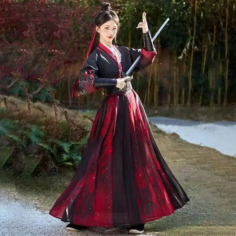 Song Dynasty Swordsman Hanfu Dress Men Women Traditional Embroidery Beizi Skirt Niche Black Red Kung Fu Martial Cosplay Suits
Song Dynasty Swordsman Hanfu Dress Men Women Traditional Embroidery Beizi Skirt Niche Black Red Kung Fu Martial Cosplay Suits