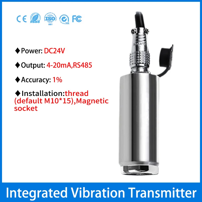 RS485 Output Vibration Sensor 0-100mm/s Thread Vibration Transmitter Motor Pump Speed Displacement Vibration Probe
RS485 Output Vibration Sensor 0-100mm/s Thread Vibration Transmitter Motor Pump Speed Displacement Vibration Probe