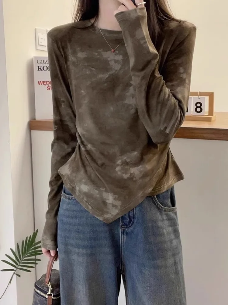 Повседневный пуловер Sle Long Sve Tie Dye round Ne, женский облегающий базовый топ, футболка весна-осень, дизайн с неровным подолом
Повседневный пуловер Sle Long Sve Tie Dye round Ne, женский облегающий базовый топ, футболка весна-осень, дизайн с неровным подолом