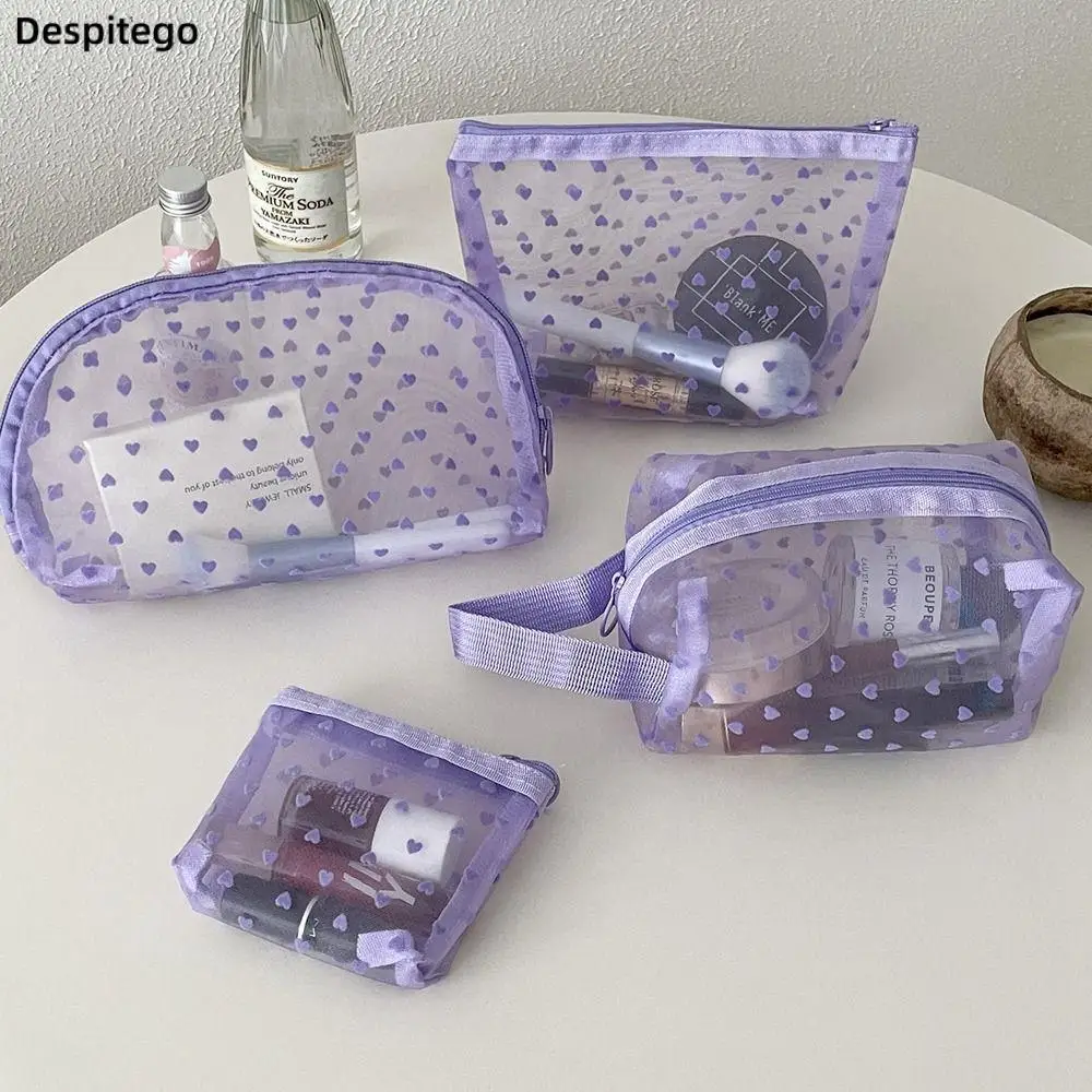 Purple Mesh Cosmetic Bag Heart Wave Point Make Up Bag Travel Storage Bag Simple Portable Wash Bag
Purple Mesh Cosmetic Bag Heart Wave Point Make Up Bag Travel Storage Bag Simple Portable Wash Bag