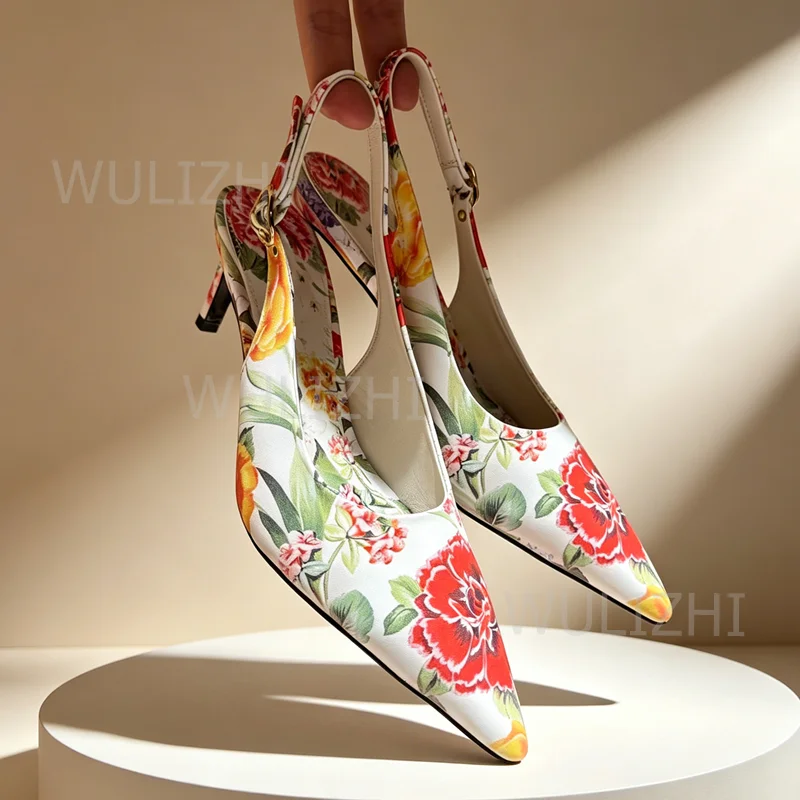 Colorful flowers Print Graffiti Sandal Ethnic Women Bright Red Pointed Slingback Heel Yellow Patterned Genuine Leather Pump Shoe
Colorful flowers Print Graffiti Sandal Ethnic Women Bright Red Pointed Slingback Heel Yellow Patterned Genuine Leather Pump Shoe
