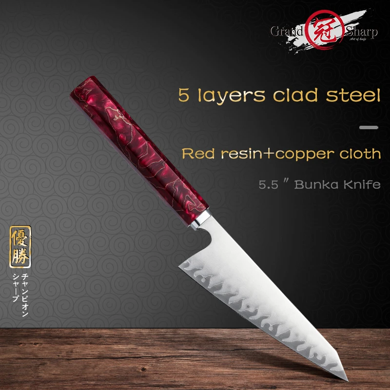 Японский нож Grandsharp 5,5 дюйма «Bunka», 2 слоя из нержавеющей стали 430, ручная штамповка, филировка рыбы, кухонный нож, мясница
Японский нож Grandsharp 5,5 дюйма «Bunka», 2 слоя из нержавеющей стали 430, ручная штамповка, филировка рыбы, кухонный нож, мясница