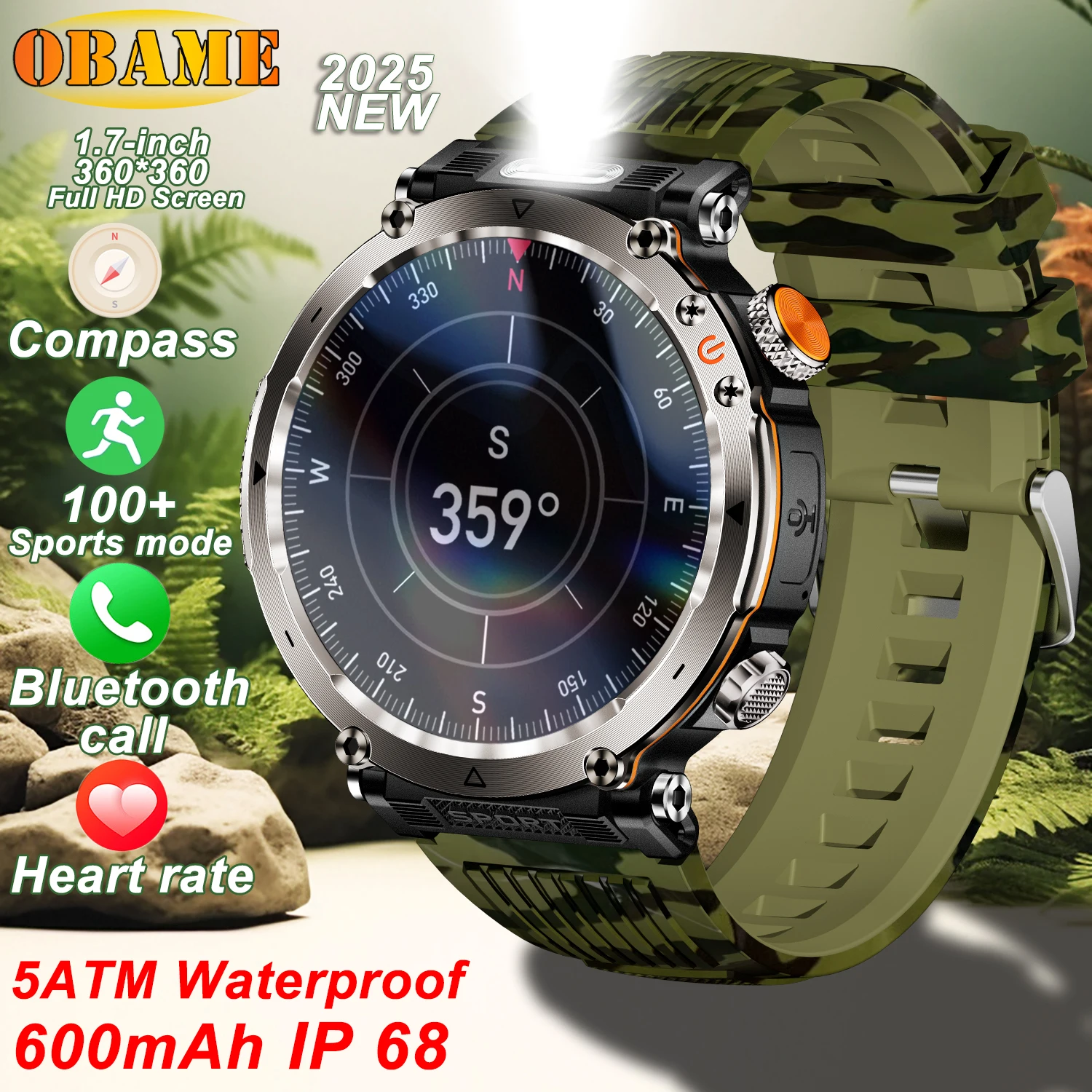 Outdoor Smart Watch Men LED Flashlight 600mAh SmartWatch GPS Tracker Compass Heart rate 5ATM Sports Waterproof Smartwatch 2025
Outdoor Smart Watch Men LED Flashlight 600mAh SmartWatch GPS Tracker Compass Heart rate 5ATM Sports Waterproof Smartwatch 2025