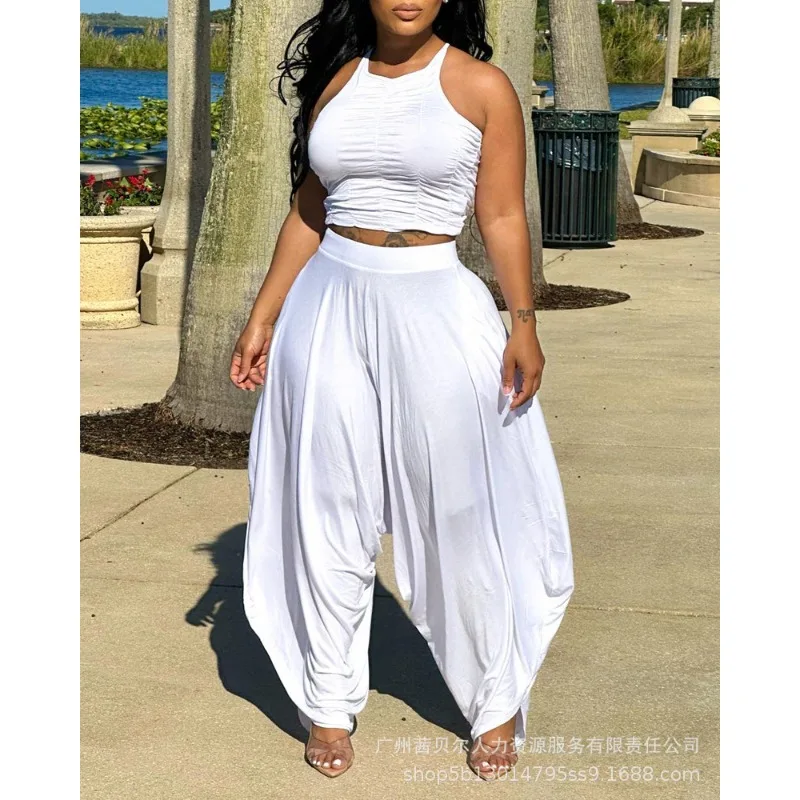 Sexy Sleeveless Ruched Crop Top & High Waist Harem Pants Set INS Y2K Clothes Outfits Tracksuit Women Elegant Two Piece Set
Sexy Sleeveless Ruched Crop Top & High Waist Harem Pants Set INS Y2K Clothes Outfits Tracksuit Women Elegant Two Piece Set