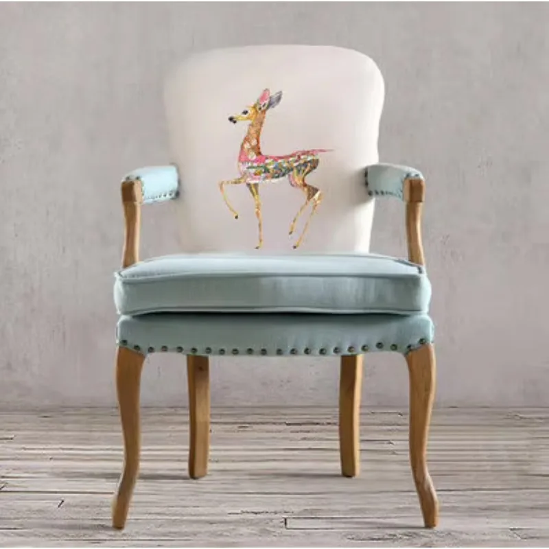 American new solid wood leisure chair European fabric armrest dining chair, bedroom study computer chair cafe chair
American new solid wood leisure chair European fabric armrest dining chair, bedroom study computer chair cafe chair
