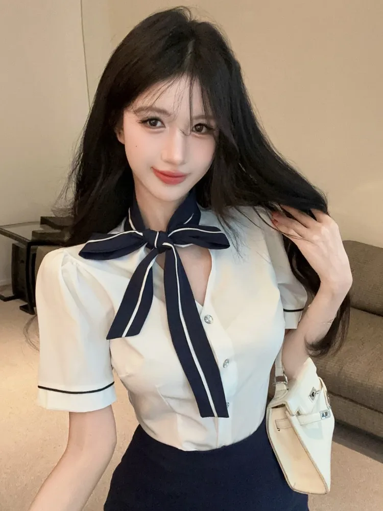 Pure Desire Knot V-neck Short Sleeve Shirt Women's Summer Professional Work Uniform Skirt Set Bodycon Dress
Pure Desire Knot V-neck Short Sleeve Shirt Women's Summer Professional Work Uniform Skirt Set Bodycon Dress