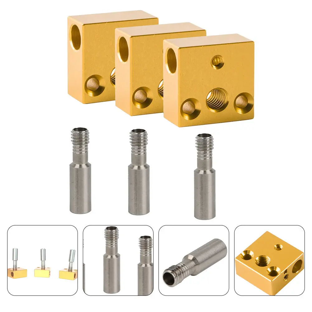 1Set 3D Printer Heater Block Aluminum Heating Block Stainless Throat Tube Extruder Hot End Parts Replacement Ender-3 High
1Set 3D Printer Heater Block Aluminum Heating Block Stainless Throat Tube Extruder Hot End Parts Replacement Ender-3 High