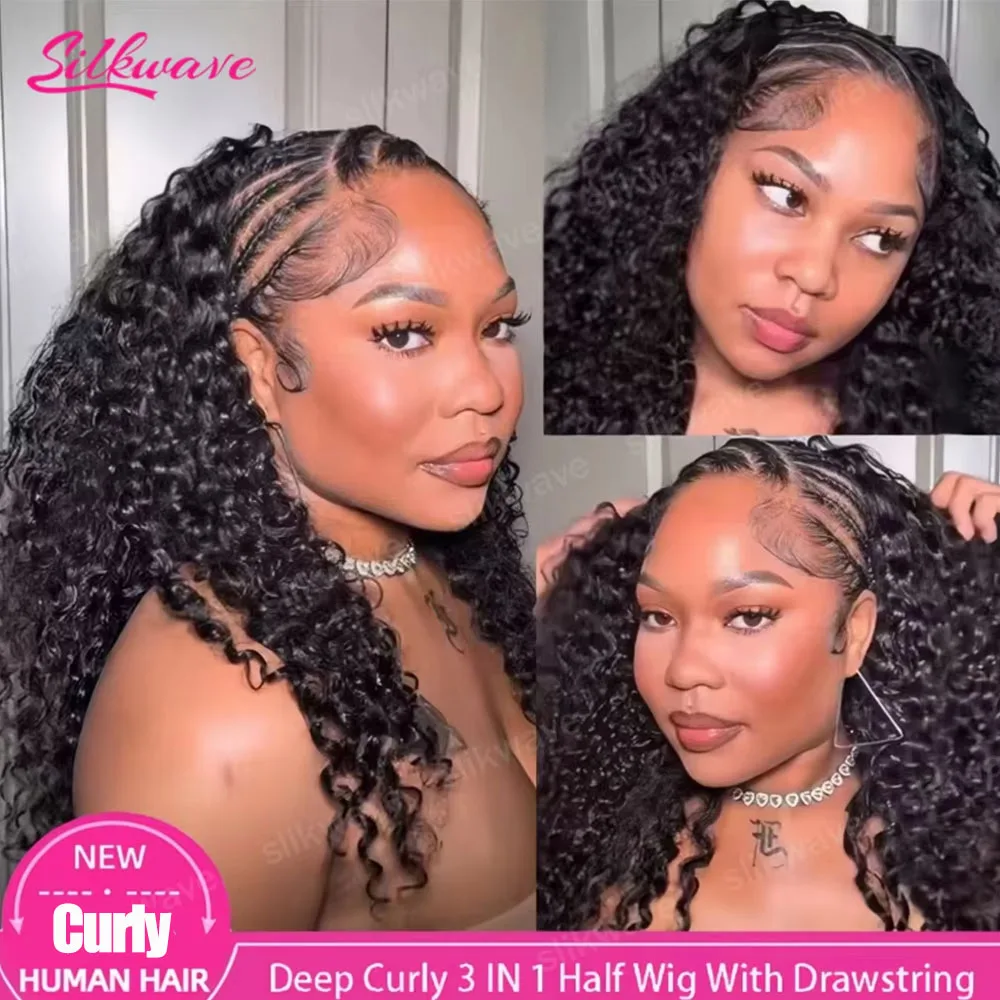 Half Wig Glueless Human Hair Wigs With Drawstring Seamless Clips 200 Density Kinky Curly Half Wigs Full Machine Made Wig
Half Wig Glueless Human Hair Wigs With Drawstring Seamless Clips 200 Density Kinky Curly Half Wigs Full Machine Made Wig