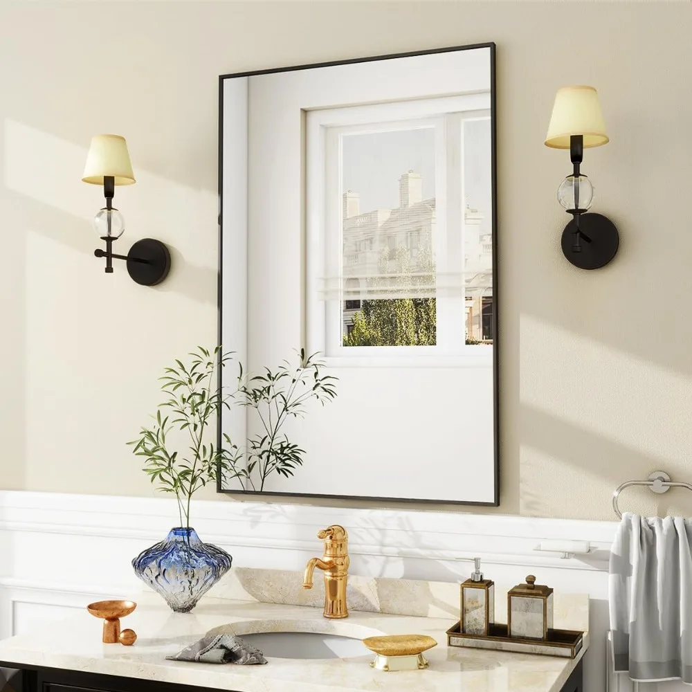 Wall Mirror 20" x 28" Rectangular Bathroom Mirror with Metal Frame, Hanging Mirrors for Living Room Bedroom Bathroom Entryway
Wall Mirror 20" x 28" Rectangular Bathroom Mirror with Metal Frame, Hanging Mirrors for Living Room Bedroom Bathroom Entryway