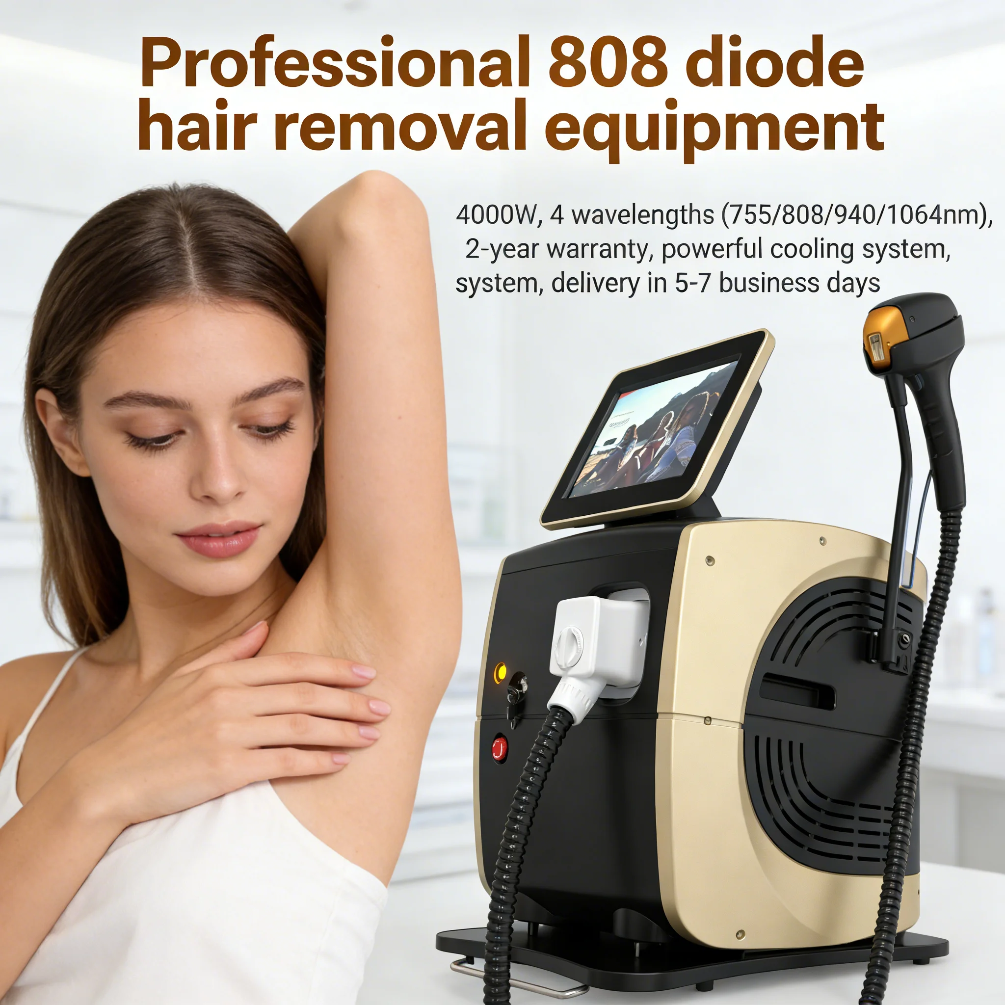 4-Wave Diode Laser Hair Removal: 4000W Fast, Painless, Deep Follicle Penetration. Skin Care & CE Safe.
4-Wave Diode Laser Hair Removal: 4000W Fast, Painless, Deep Follicle Penetration. Skin Care & CE Safe.