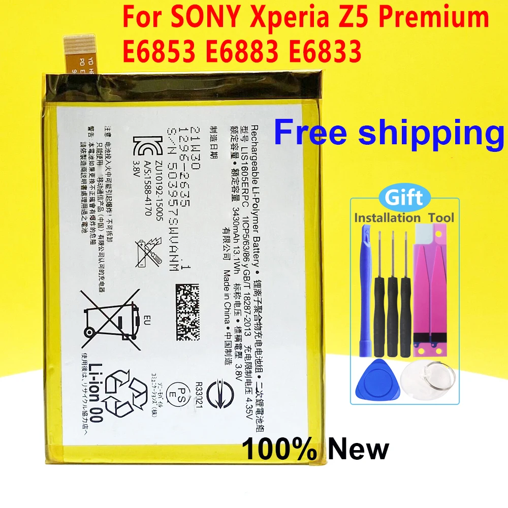 LIS1605ERPC 100% New 3430mAh High Quality Battery For SONY Xperia Z5 Premium Z5P Dual E6853 E6883 Phone Fast Delivery In Stock
LIS1605ERPC 100% New 3430mAh High Quality Battery For SONY Xperia Z5 Premium Z5P Dual E6853 E6883 Phone Fast Delivery In Stock
