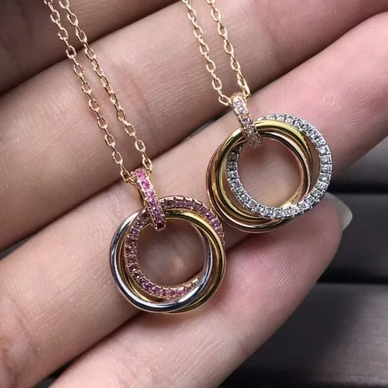 Seiko Kajia Three-Tone Pink Diamond Triple Ring Necklace Fashionable Round Ring Necklace for Women18KHigh-end, accurate replica,
Seiko Kajia Three-Tone Pink Diamond Triple Ring Necklace Fashionable Round Ring Necklace for Women18KHigh-end, accurate replica,