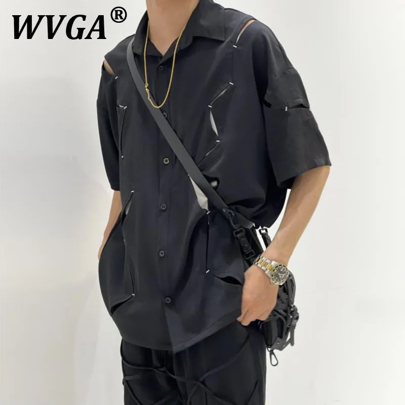 WVGA Spring Summer New Man Tide High Street Draped Hollow Out Design Trendy Short Sleeve Shirts Niche Chia Casual Tops Ins W9518
WVGA Spring Summer New Man Tide High Street Draped Hollow Out Design Trendy Short Sleeve Shirts Niche Chia Casual Tops Ins W9518