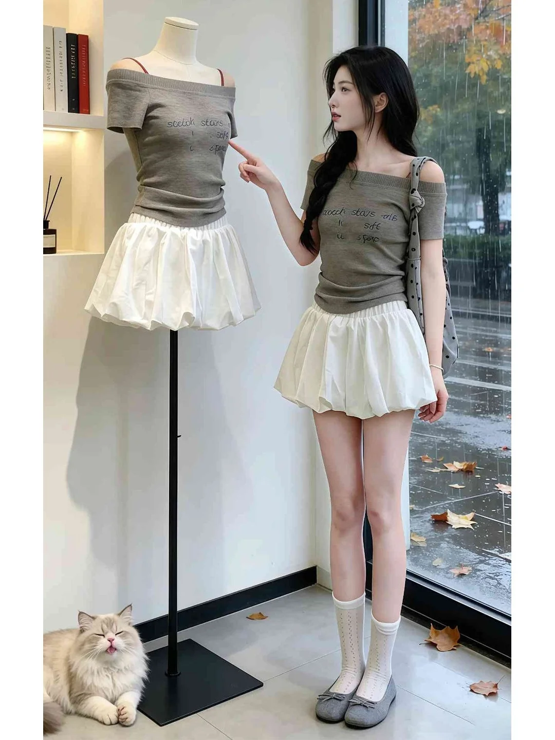 Gray Asymmetrical Shoulder Knitted Top And Puff Skirt Two-Piece Set Women's Fashion Summer Outfit Breathable Casual Style
Gray Asymmetrical Shoulder Knitted Top And Puff Skirt Two-Piece Set Women's Fashion Summer Outfit Breathable Casual Style