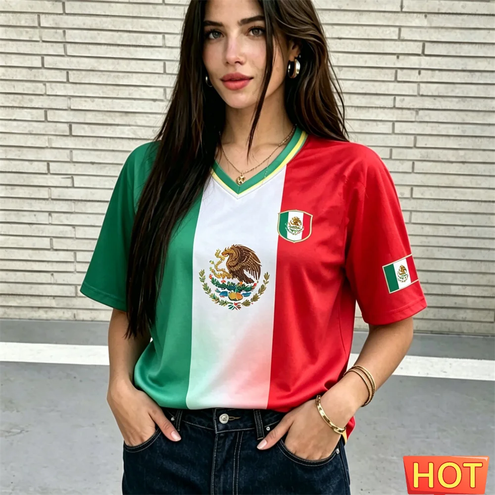 2026 Summer women's jersey V-neck jersey Mexico football jersey Breathable sport womens T-shirt polyester breathable T-shirt top
2026 Summer women's jersey V-neck jersey Mexico football jersey Breathable sport womens T-shirt polyester breathable T-shirt top
