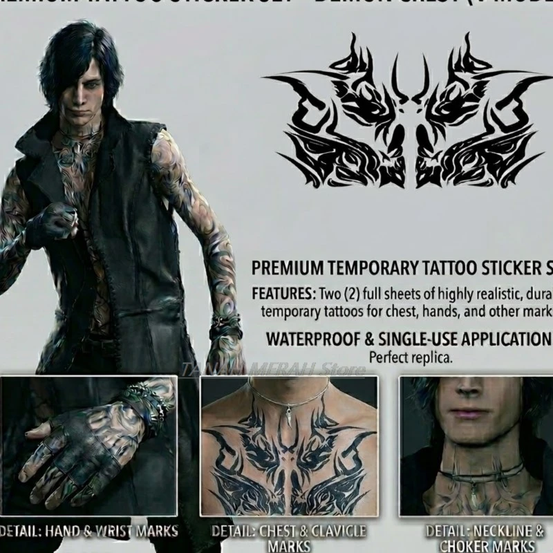 Ghost Cry 5 V Chest And Back Of Hand Temporary Water Transfer Tattoos Cosplay Props Anime Game Character Stickers For Halloween
Ghost Cry 5 V Chest And Back Of Hand Temporary Water Transfer Tattoos Cosplay Props Anime Game Character Stickers For Halloween